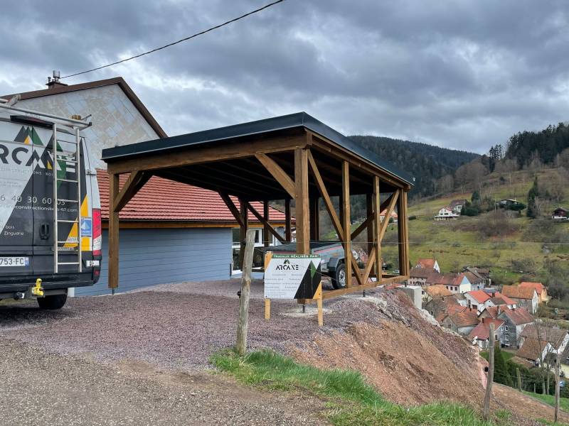 Fabrication et pose de carport pour voiture en bois à Schirmeck dans le Bas Rhin